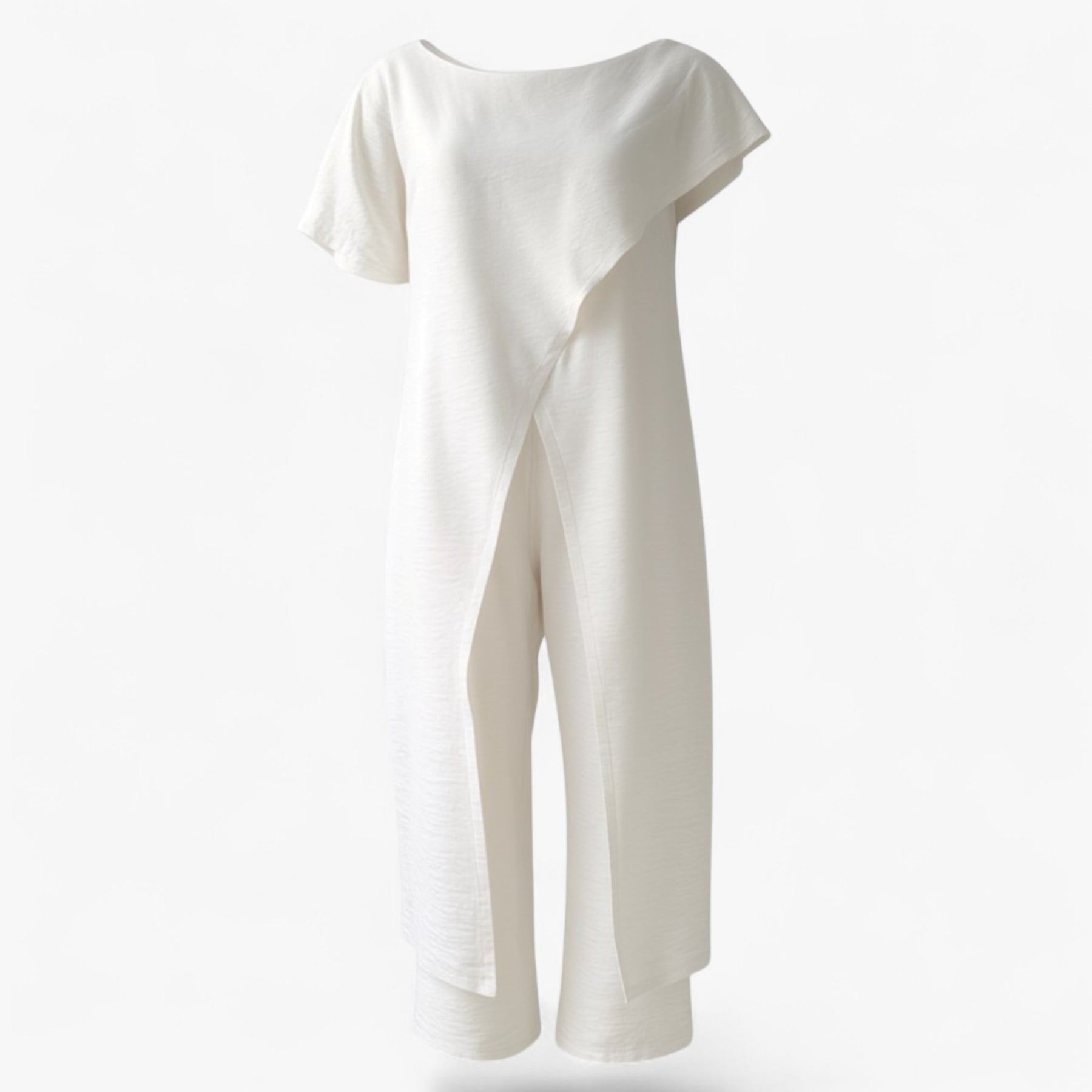 Women's Dress : Pantalon Dames Wit - Tweedelige Set Top in Wit van Pantino