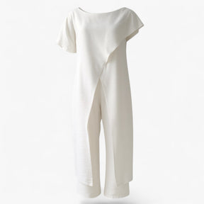 Women's Dress : Pantalon Dames Wit - Tweedelige Set Top in Wit van Pantino