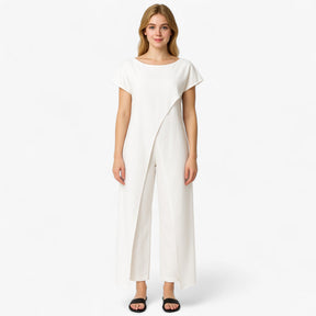 Women's Dress : Pantalon Dames Wit - Tweedelige Set Top in van Pantino