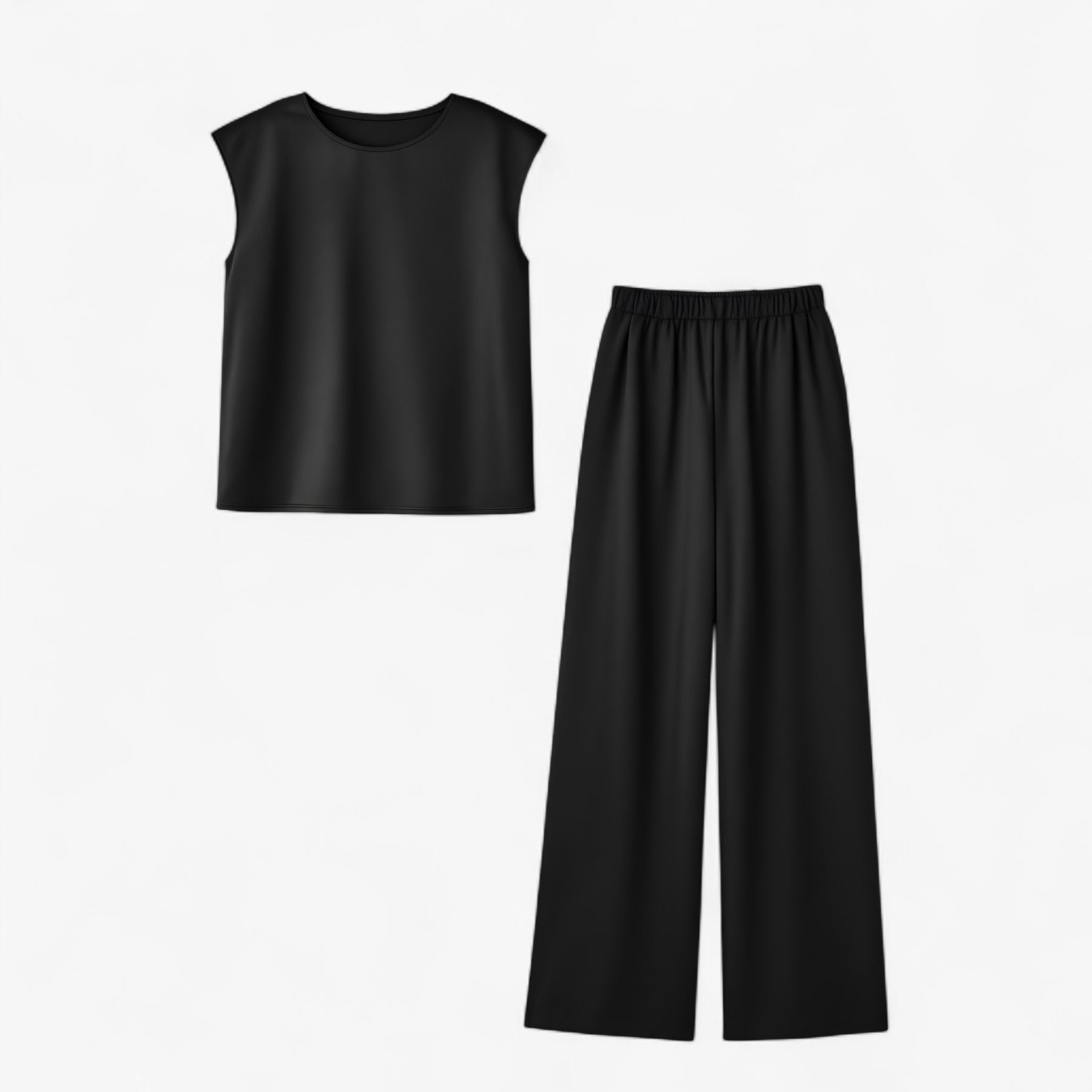 Women Set : Tweedelige Set Dames voor Elegante Gelegenheden - Zwart in Zwart van Pantino