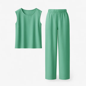 Women Set : Tweedelige Set Dames voor Elegante Gelegenheden - Zwart in Turquoise van Pantino