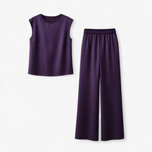 Women Set : Tweedelige Set Dames voor Elegante Gelegenheden - Zwart in Paars van Pantino