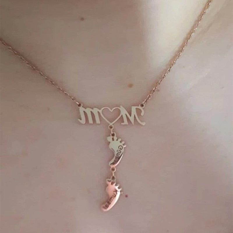 Necklace : Ketting Kinderen Zilver - Baby Voeten Moeder in van Pantino