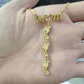 Necklace : Ketting Kinderen Zilver - Baby Voeten Moeder in van Pantino