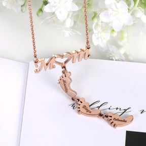Necklace : Ketting Kinderen Zilver - Baby Voeten Moeder in van Pantino
