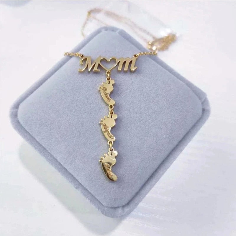 Necklace : Ketting Kinderen Zilver - Baby Voeten Moeder in van Pantino