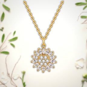 Necklace : Zonnebloem Ketting Goud - Draaiende Hanger Bloem Design - Goudkleurig in Default Title van Pantino