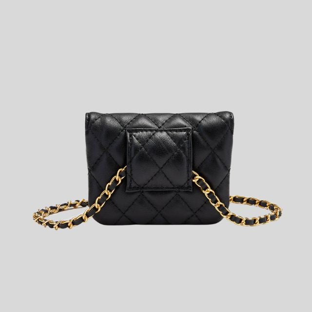 bags : Crossbody Tas Dames Zwart - Clea Gewatteerde Mini- met Kettingriem in van Pantino