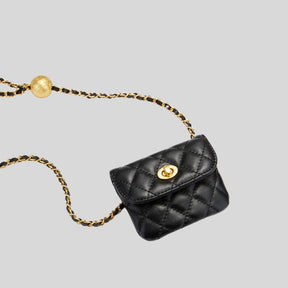 bags : Crossbody Tas Dames Zwart - Clea Gewatteerde Mini- met Kettingriem in van Pantino