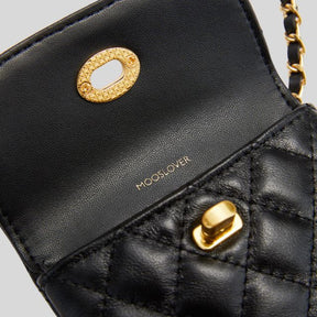 bags : Crossbody Tas Dames Zwart - Clea Gewatteerde Mini- met Kettingriem in van Pantino