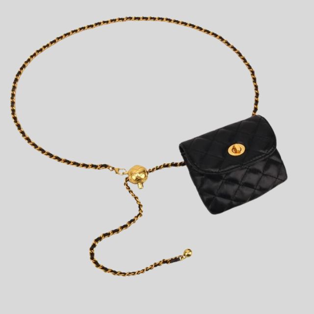 bags : Crossbody Tas Dames Zwart - Clea Gewatteerde Mini- met Kettingriem in van Pantino