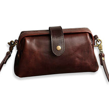 bags : Premium Leather Bag Dames Leer - Lichtbruin in Donkerbruin van Pantino