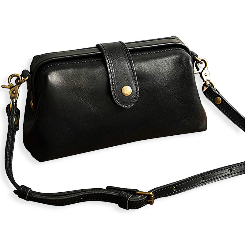 bags : Premium Leather Bag Dames Leer - Lichtbruin in Zwart van Pantino