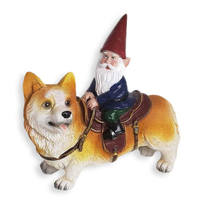 home & garden : Resin Dwarf jonge dwerg - Woonaccessoire in kerstman op hond van Pantino