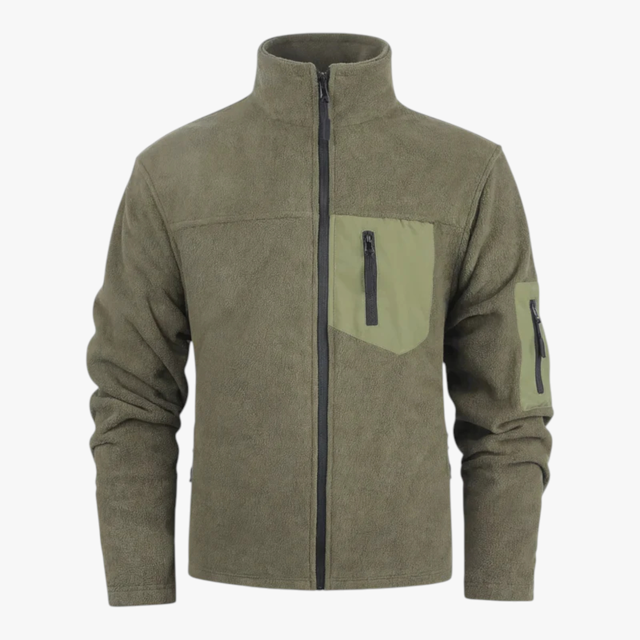 Heren Bovenkleding : Heren Slim Fit Winterjas van Polarfleece - Groen in Groen van Pantino