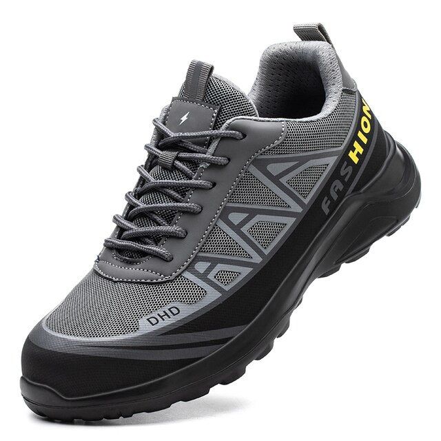 Safety Shoes : Schoenen Heren Zwart Grijs - Veiligheidsschoenen voor met Brede Veiligheidsneus in Grijs Zwart van Pantino