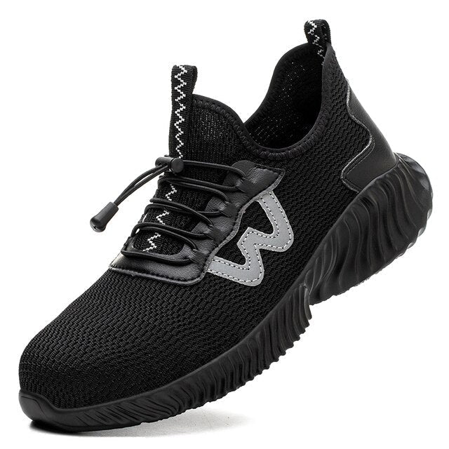 Safety Shoes : Schoenen Heren Zwart Grijs - Veiligheidsschoenen voor met Brede Veiligheidsneus in Zwart van Pantino