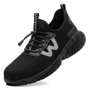 Safety Shoes : Schoenen Heren Zwart Grijs - Veiligheidsschoenen voor met Brede Veiligheidsneus in Zwart van Pantino