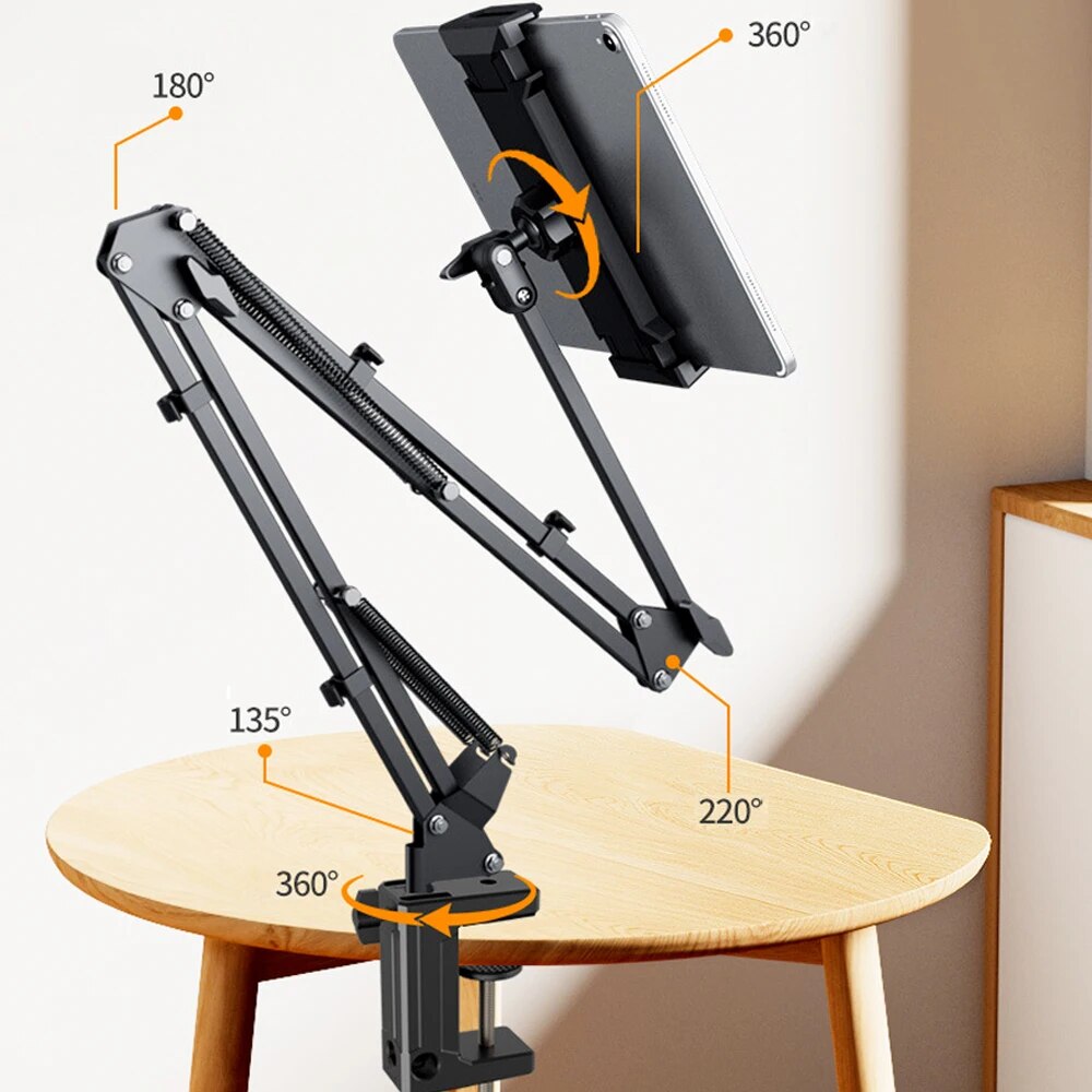 Tablet Stand : Verstelbare Tablet Houder - Stabiel Bureau Bed Keukentafel - Aluminium in van Pantino