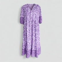 Women Set : Zomerjurk Dames Blauw - Elegante met Bloemenprint in Paars van Pantino