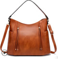 Elegante Vintage Leren Tas met Stijl - Bruin