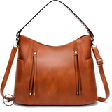 Elegant Vintage Leather Bag with Style - Brown
