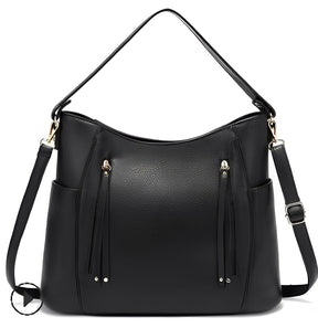 bags : Elegante Vintage Leren Tas met Stijl - Bruin in Zwart van Pantino