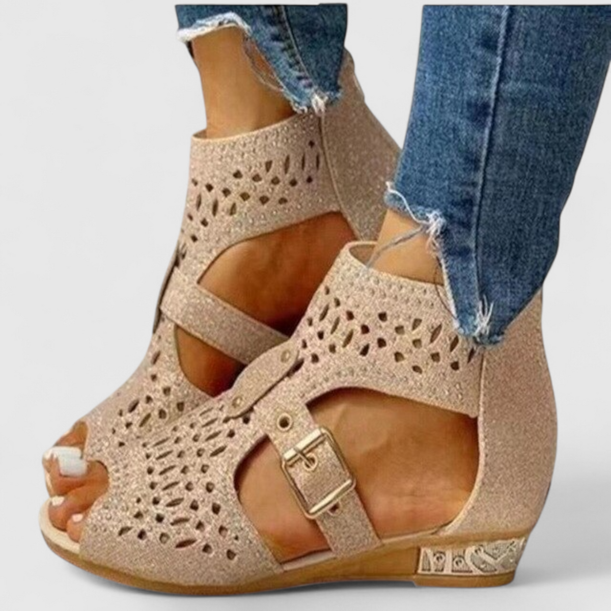 Sandals : Sandalen Dames Khaki - Orthopedische - Ideaal voor Dagelijks Comfort en Ergonomische Ondersteuning in Beige van Pantino
