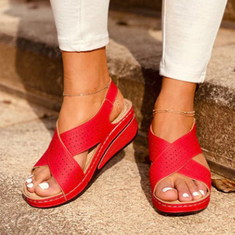 Sandals : Sandalen Dames Rood - Orthopedische - Ideaal voor Ondersteuning en Comfort op Elke Dag in Rood van Pantino