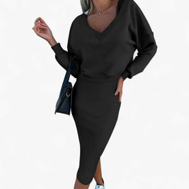 women's dress : Jurk Dames Blauw - Comfortabele en Trui Set in Zwart van Pantinoshop