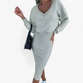 women's dress : Jurk Dames Blauw - Comfortabele en Trui Set in Grijs van Pantinoshop