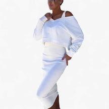 Jurken : Jurk Dames Blauw - Comfortabele en Trui Set in Ivory van Pantino