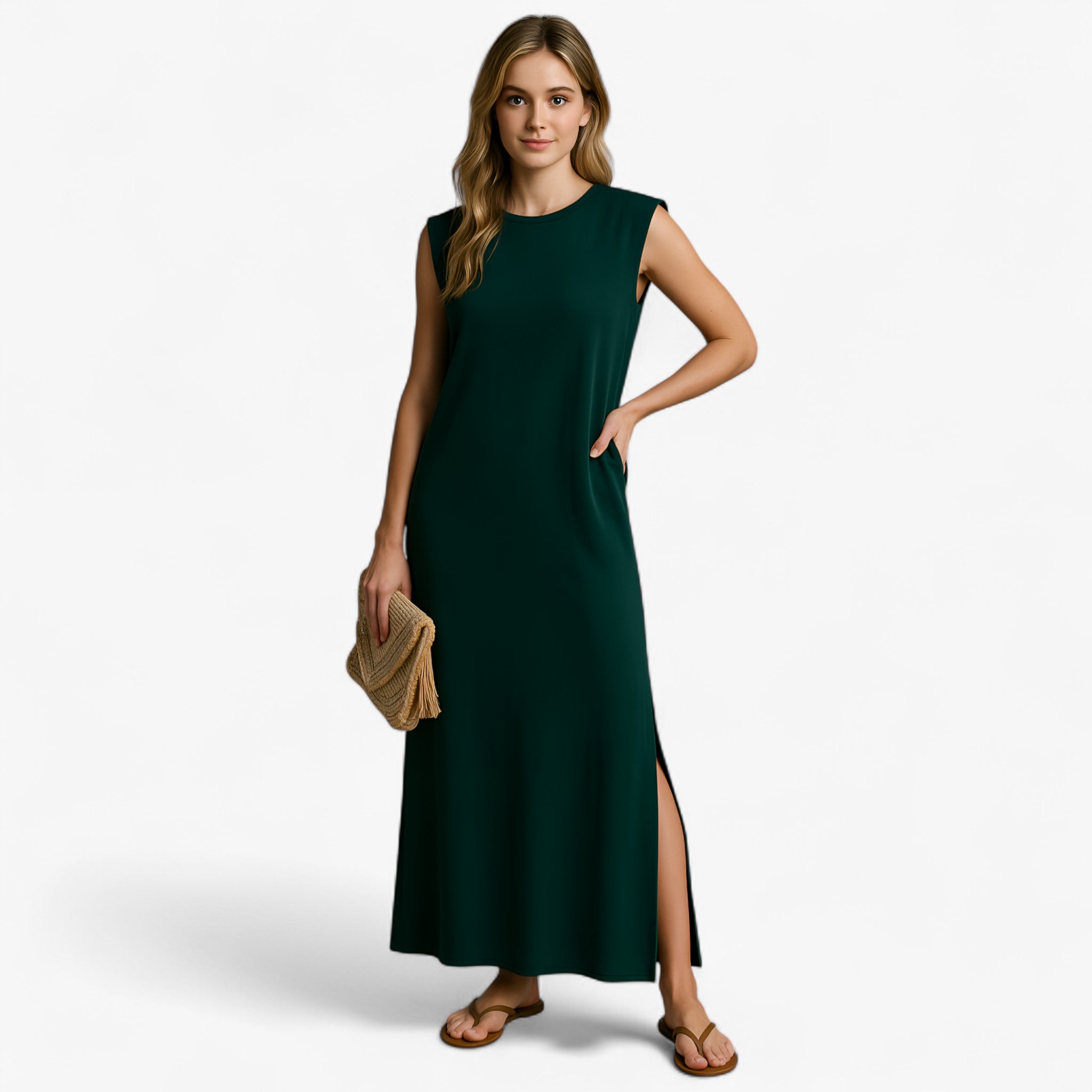 Women's Dress : Zwarte Lange Polyester Zomerjurk voor Dames - Comfortabel & Stijlvol in van Pantino