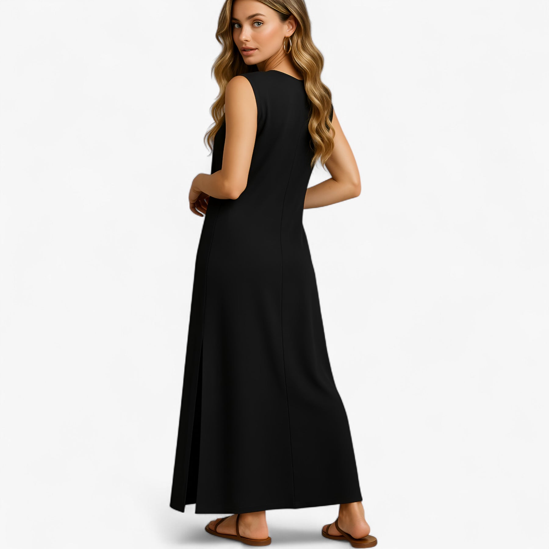 Women's Dress : Zomerjurk Dames Zwart - Lange Polyester in van Pantino