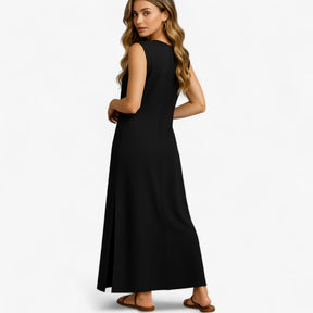 Women's Dress : Zomerjurk Dames Zwart - Lange Polyester in van Pantino