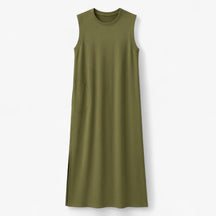 Women's Dress : Zomerjurk Dames Zwart - Lange Polyester in Militair Groen van Pantino