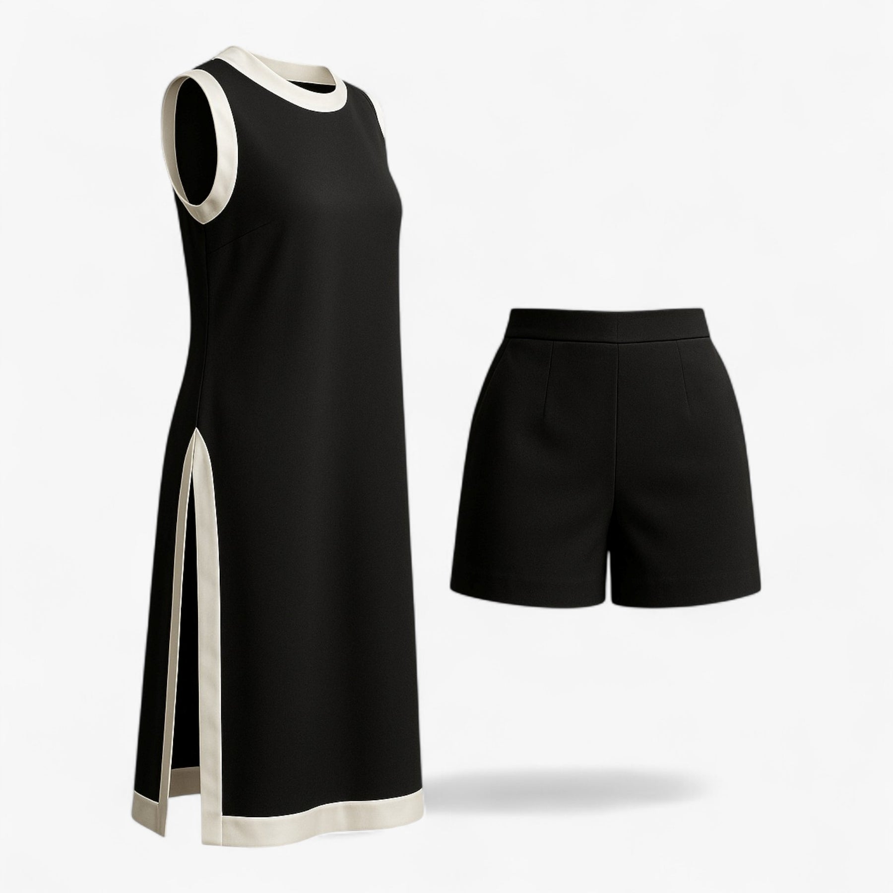 Women Set : Vrouwen Zomer Set met Boho Kleurblok - Zwart in Zwart van Pantino
