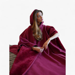 Poncho : Cap Unisex Rozenkwarts - Fleece Poncho met Capuchon - Ultiem Comfort en Stijl in van Pantino