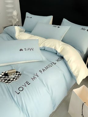 home & garden : Beddengoed Set Roze-Grijs - Ultrazacht Comfortabel Slaap - Microvezel in Hemelsblauw-Crème Wit van Pantino