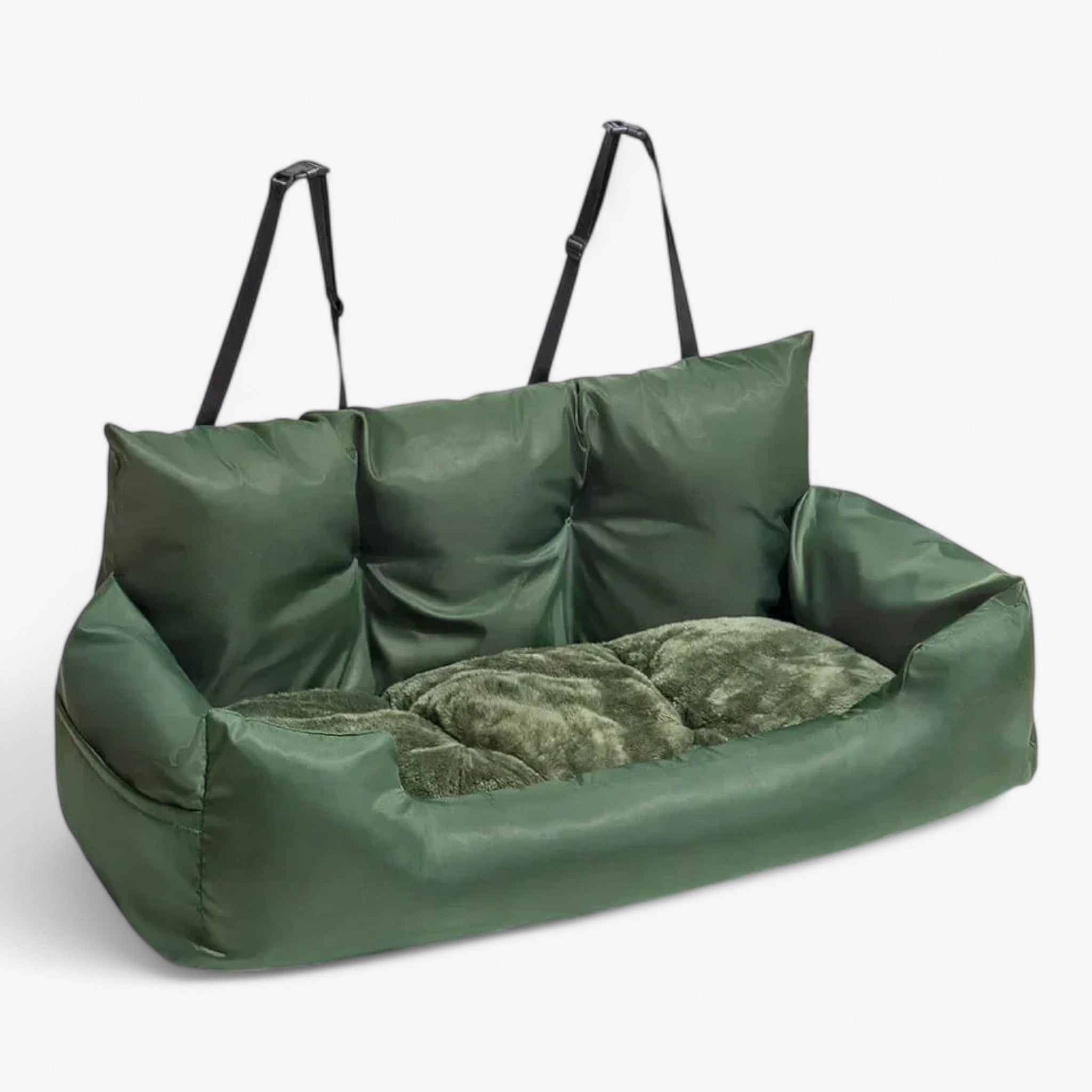 pets : Luxe Hondenbed voor Auto Cozyride - Militair Groen in Militair Groen van Pantino
