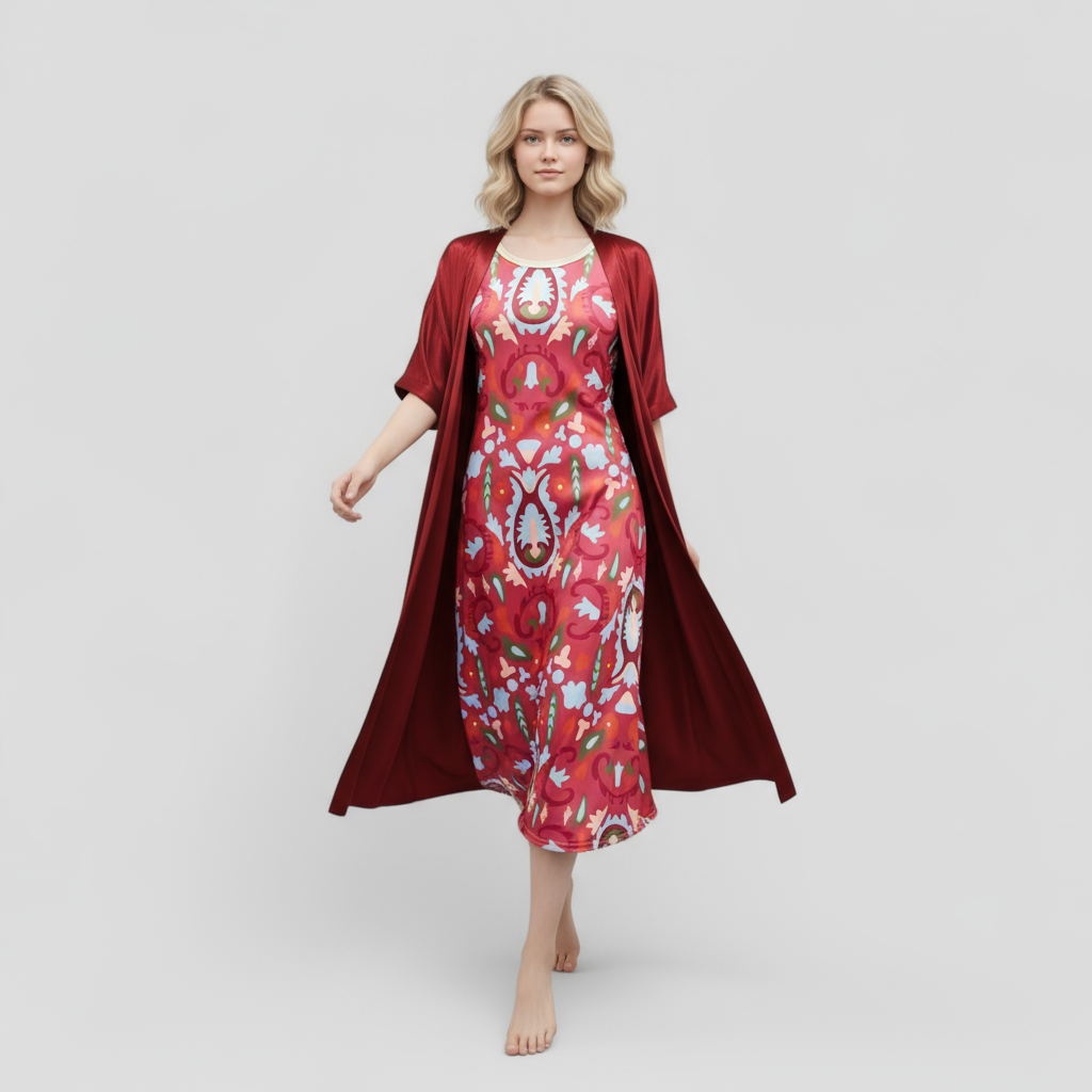 Dress : Tweedelige Set Dames voor Comfort en Stijl - Rood in van Pantino