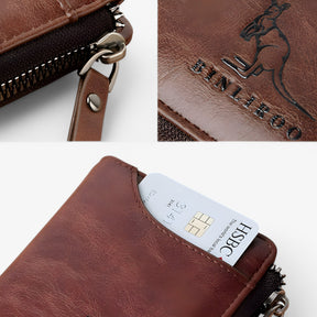 bags : Leather Kangaroo Wallet Leer - Bruin in van Pantino