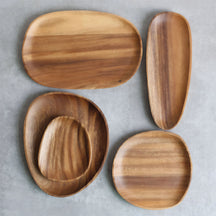 home & garden : Elegante Borden in Walnoot en Acacia - Premium Houten Servies voor Entertainment Stijl in Acacia van Pantino