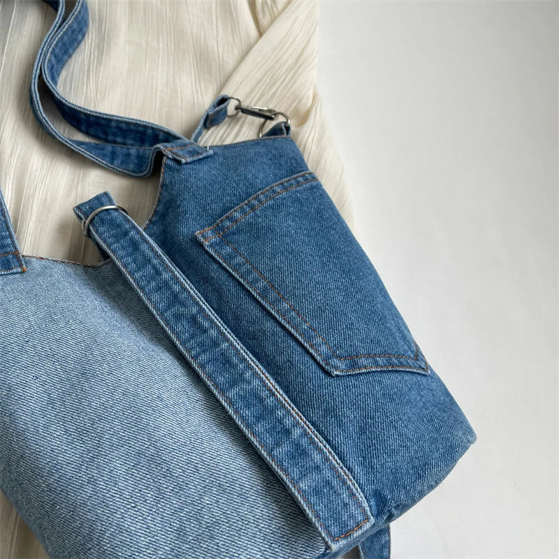 bags : Denim Patchwork Kruisbodytas - Donkerblauw in van Pantino