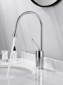 home & garden : Wastafelkraan Druppel Stijl Badkamer Draaibare Waterval Kranen - Goud Geborsteld Kort in Chroom kort van Pantino