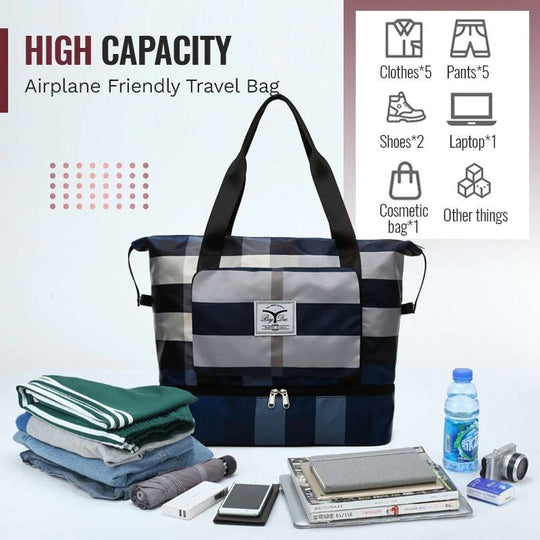 bags : Grote Travel Tas Blauw - Ruimtelijk Waterdicht Reizen - Nylon in van Pantino