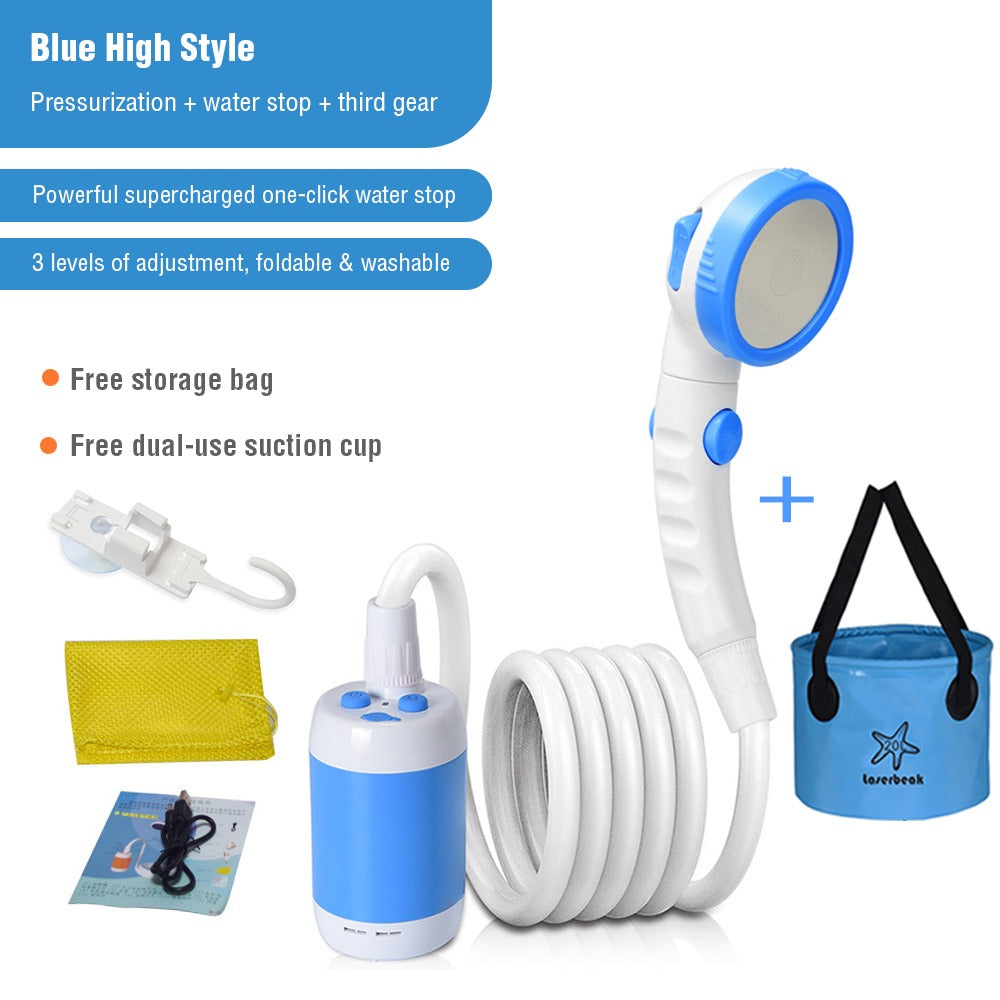 outdoor equipment : Portable Camping Shower - Overal Toegang tot een Comfortabele Douche - Grijs in Blauw van Pantino