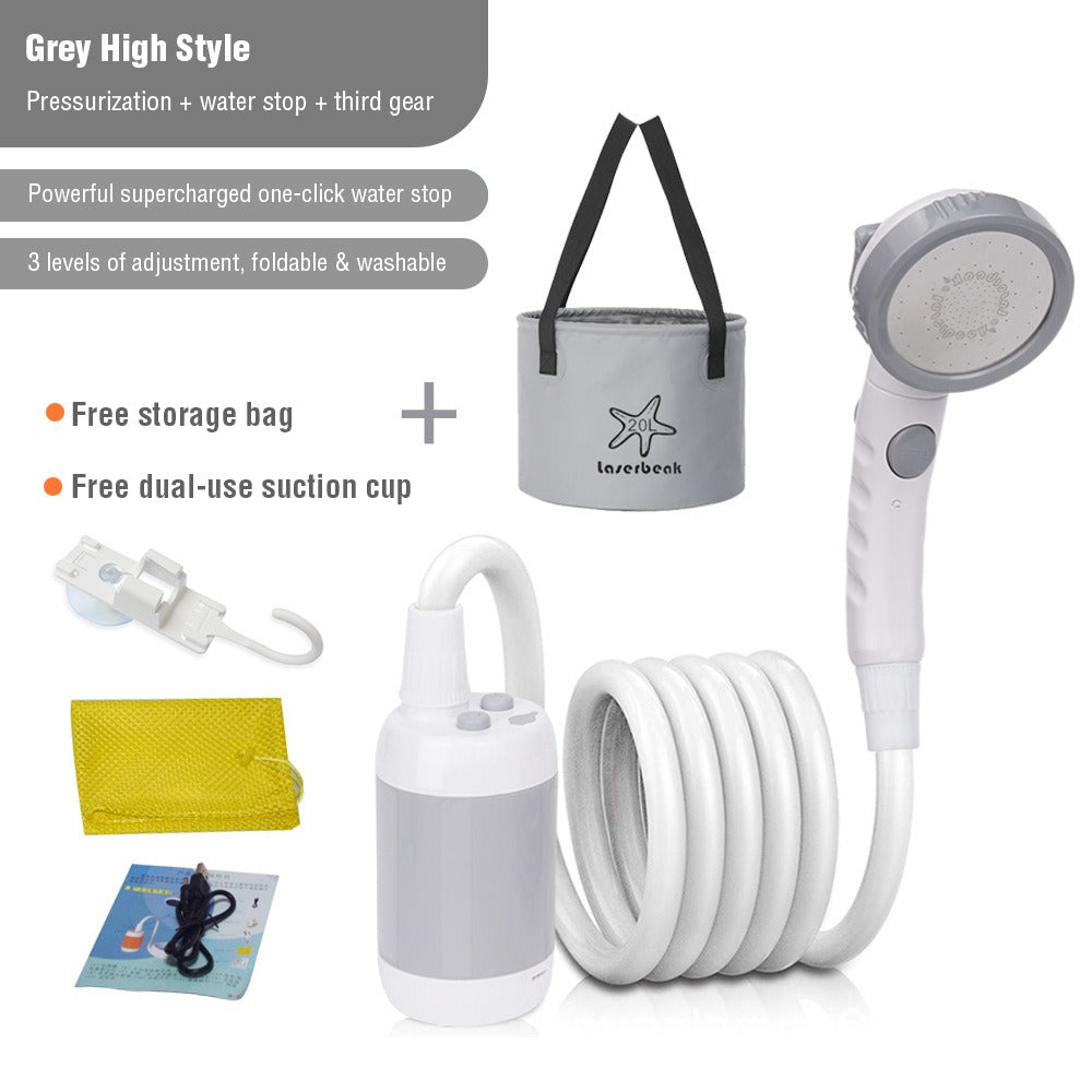 outdoor equipment : Portable Camping Shower - Overal Toegang tot een Comfortabele Douche - Grijs in Grijs van Pantino