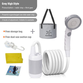 outdoor equipment : Portable Camping Shower - Overal Toegang tot een Comfortabele Douche - Grijs in Grijs van Pantino