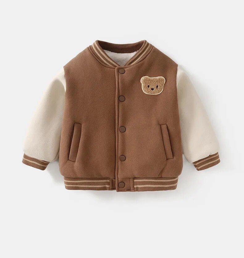 Jacket : Jas Kinderen Bruin - Exclusieve Beperkte Editie Honkbalbeer in Bruin van Pantino